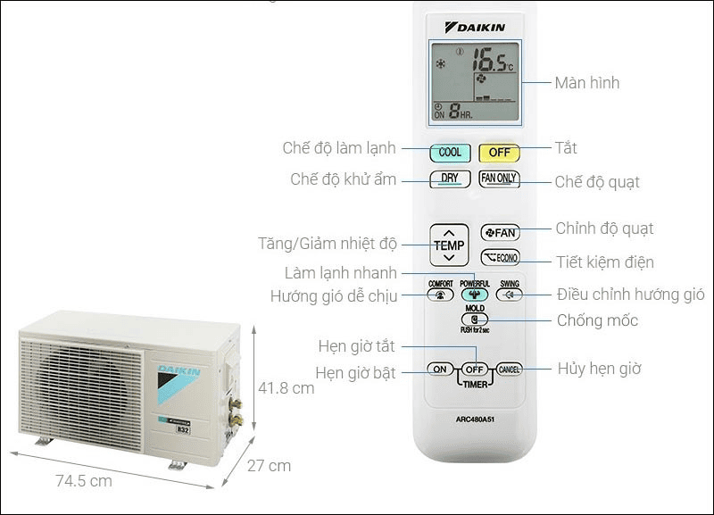 cách sử dụng điều khiển điều hòa daikin